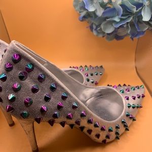 BCBG metallic oil slick studded stiletto